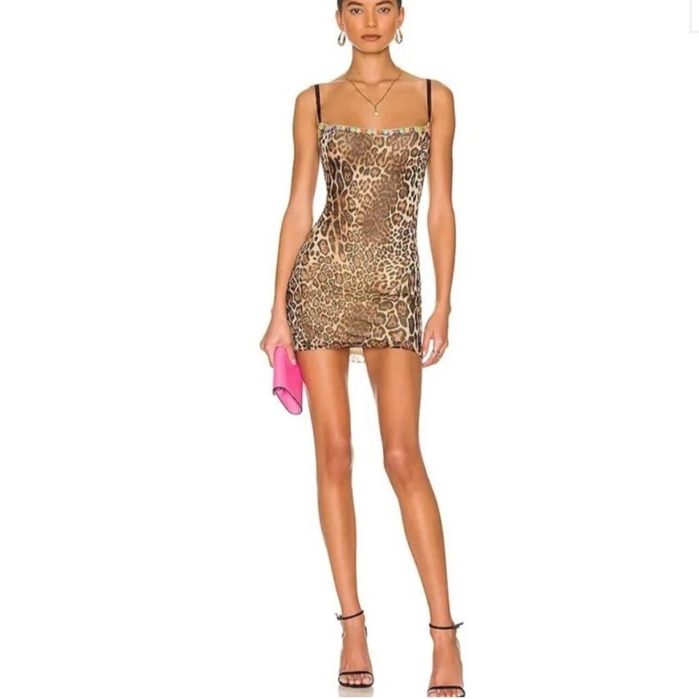 Leopard Mesh Mini Dress